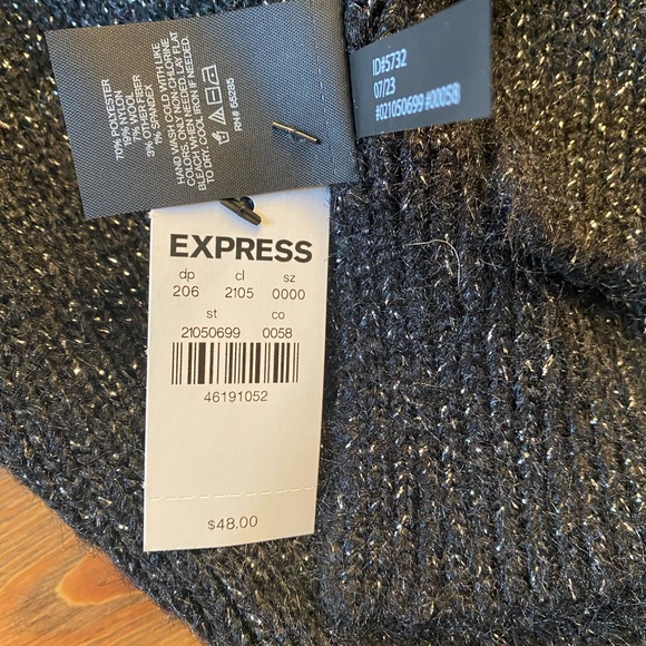 Express Black Metallic Scarf NWT - Picture 3 of 6